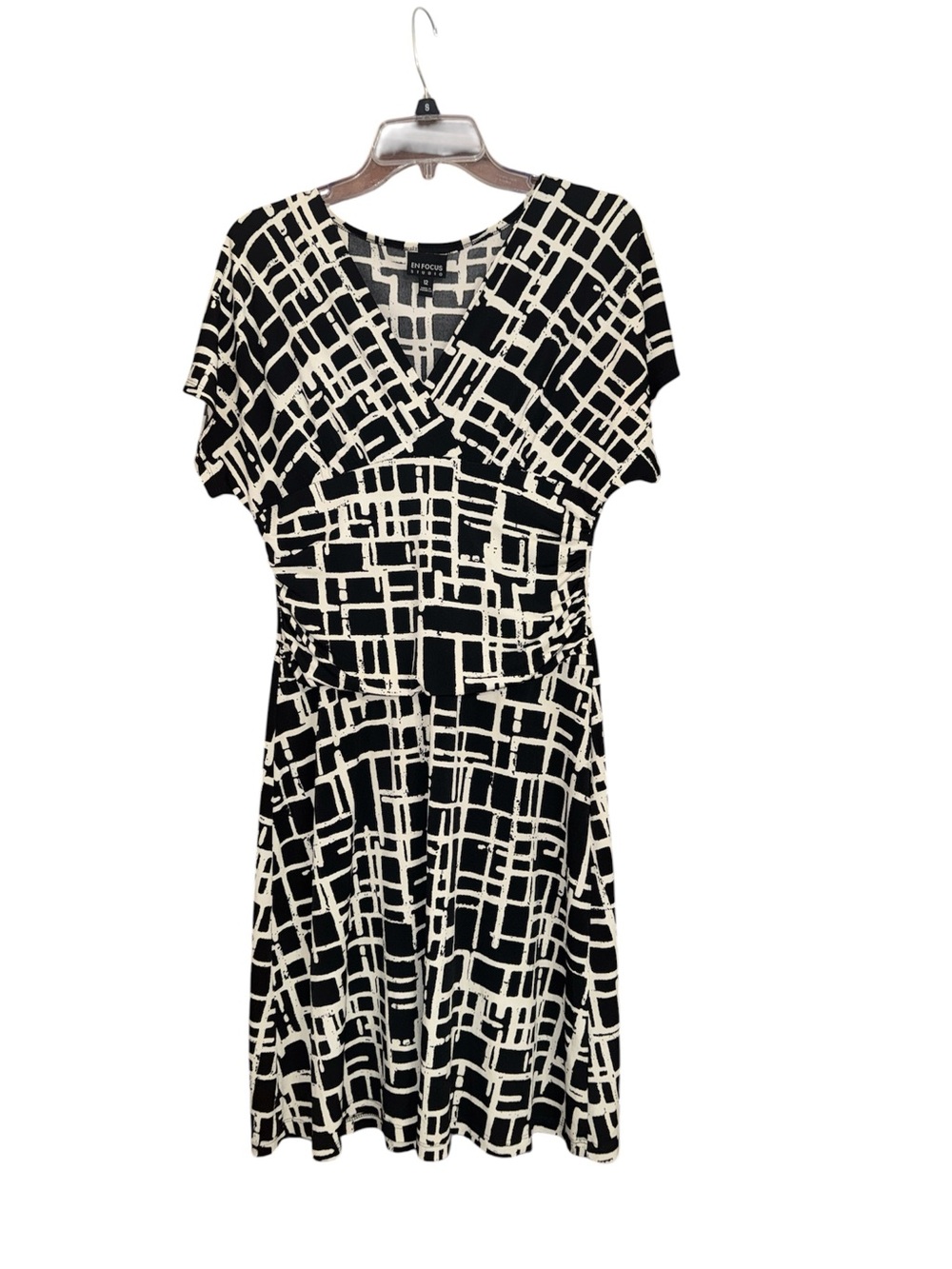Black & White Geometric Wrap Dress